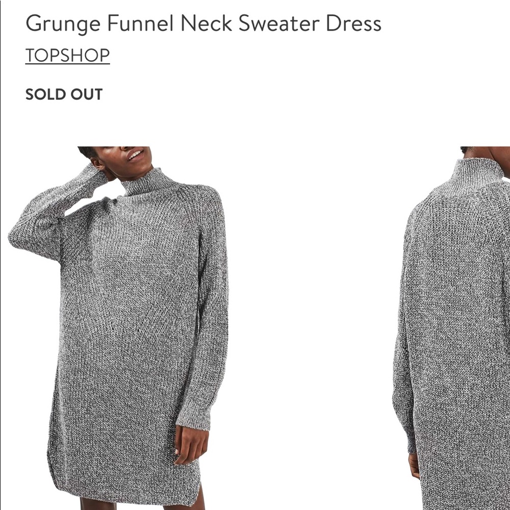 Topshop grey turtle neck dress size 6